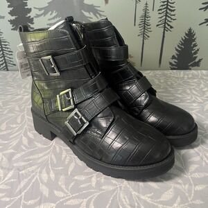 NEW Arizona Jean Co Tune Crocodile Embossed Synthetic Ankle Boots Size 10M NWT